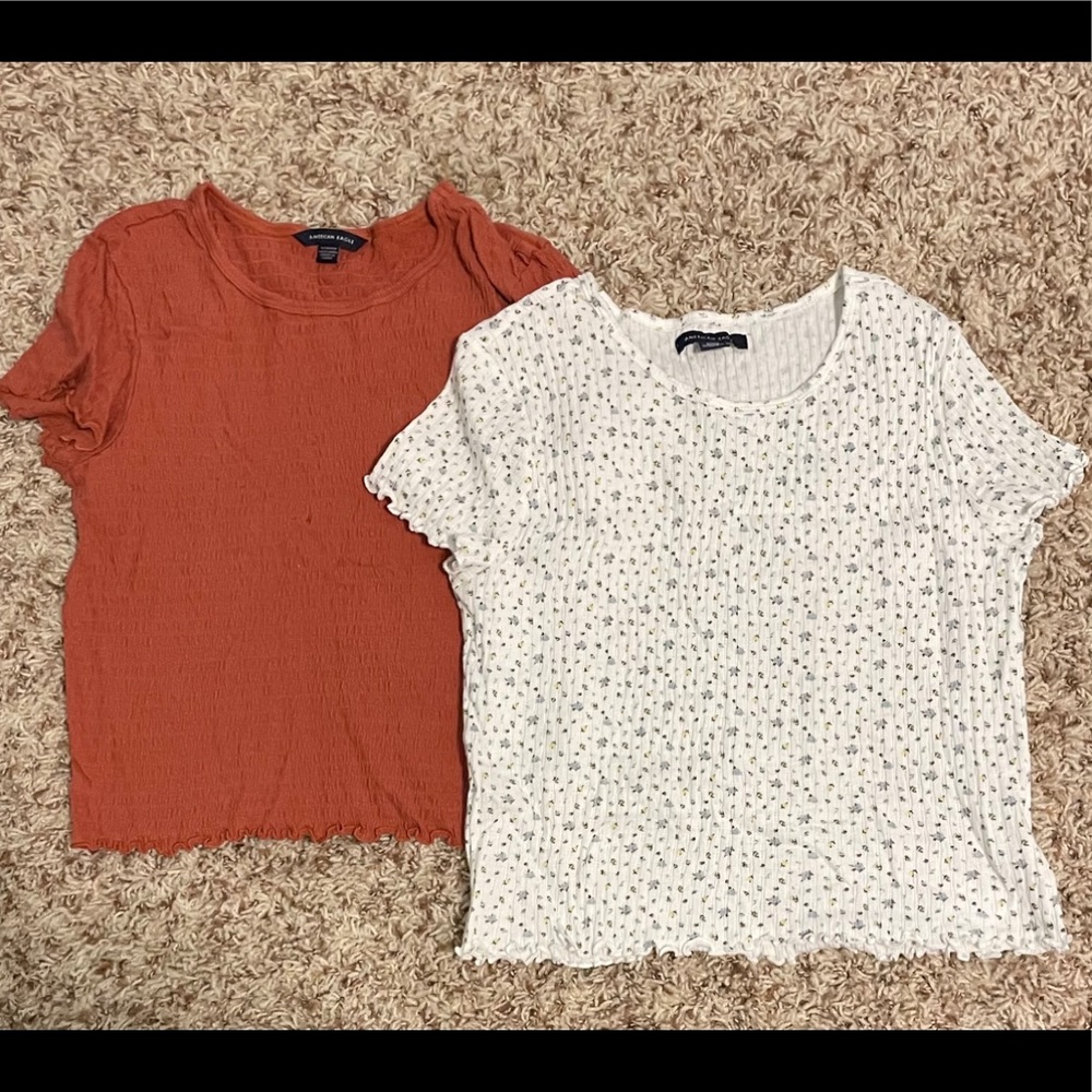 American eagle ruffle rimmed baby tee’s